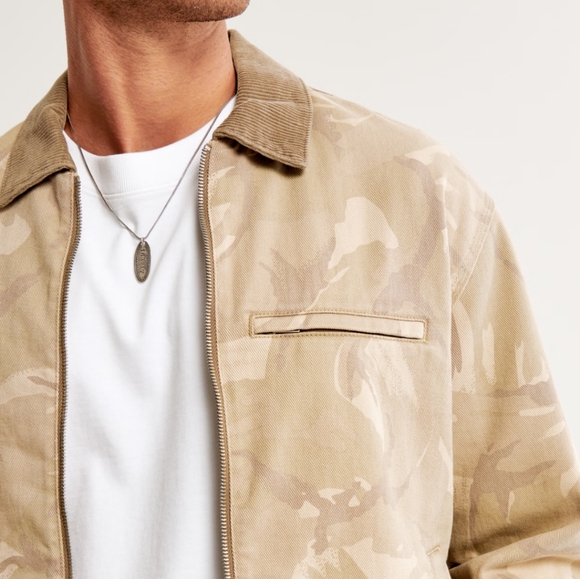Abercrombie & Fitch Workwear Jacket XXL Men's Canvas Corduroy Trucker Tan Sand - Picture 7 of 10